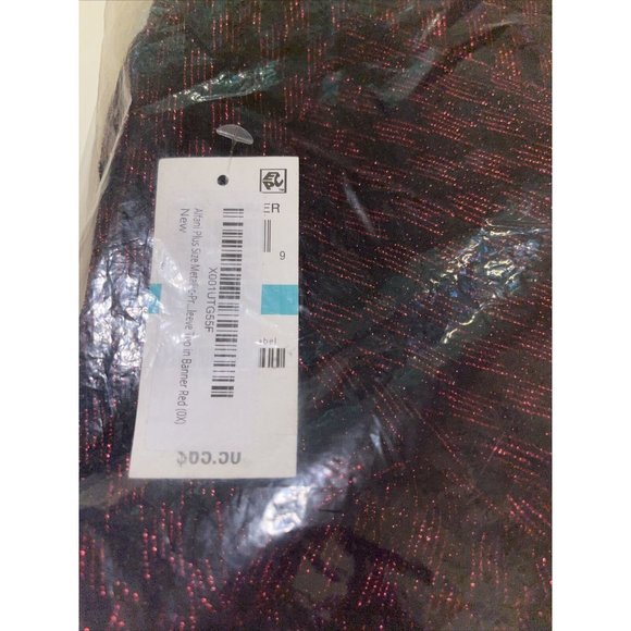 Alfani Plus Size Metallic-Print Dolman-Sleeve Top in Red, Size 0X, Retail $65.50 - Picture 3 of 4